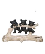 Rustic 3 Naughty Black Bears Dangling On Tree Branch 3 Pegs Triple Wall ... - $29.99