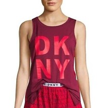 DKNY Women&#39;s Logo Print Pajama Tank Top, Dark Red, Large - $7.92