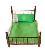 Doll House Furniture Brass Bed Mattress Comforter Pillow 1:12 Dollhouse ... - $29.30