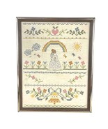 Vintage Bride &amp; Groom Wedding Cross Stitch – Framed Handmade Anniversary... - $704.20 MXN