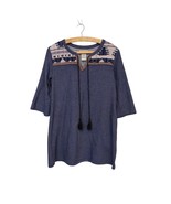 Flying Tomato Sz L Southwestern Weave Cotton Tunic Top Blouse - £11.72 GBP