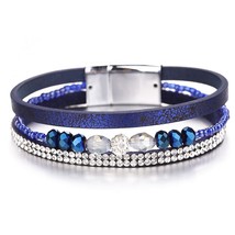 Amorcome Leather Bracelets For Women Fashion Bracelets &amp; Bangles Bohemian Crysta - £9.18 GBP