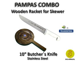 Pampas Combo - Wooden Racket for Skewer + 10&quot; Butcher Knife - Oca-Brazil - $50.00