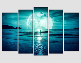 Night Moon Photo Canvas Art Night Seascape Print Moon Print Romantic Wall Art Oc - £39.16 GBP