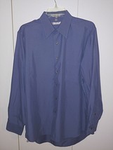 GEOFFREY BEENE MEN&#39;S LS BLUE 100% POLY SUEDE-FEEL DRESS SHIRT-16.5x34/35... - $13.09
