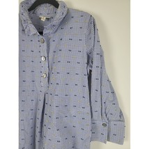 Appleseeds Pop Over Blouse M Womens Long Sleeve Blue Buttons Cotton Clas... - $23.00