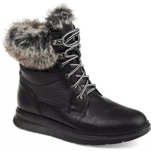 Journee Collection Women Faux Fur Cuff Winter Boots Flurry Size US 8.5M Black - £22.15 GBP