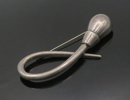 ZINA 925 Sterling Silver - Vintage Dark Tone Hollow Modernist Brooch Pin- BP7513 - £89.36 GBP