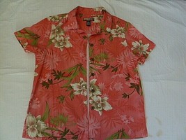 Havana Jacks Cafe Women&#39;s Souvenir Hawaiian Blouse Floral Print Button S... - $12.86