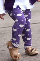 Infants &amp; Toddlers Hearts Design Thermal Leggings / Kids Valentine&#39;s Day Outfit. - £14.45 GBP