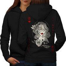 Queen Sugar Skull Casino Sweatshirt Hoody Beauty Face Women Hoodie Back - £17.55 GBP