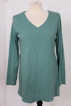 J Jill S Green V-Neck Long Sleeve Pima Cotton Tunic Top - £17.64 GBP