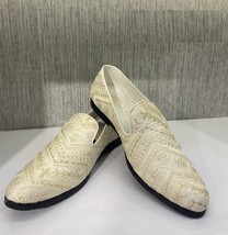 Herren Jutti Ethnisch Mojari Khussa Hochzeit Indisch Schuhe US Größe 8-11 Weiß - £29.65 GBP
