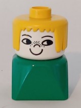 Lego Duplo Vintage Girl Figure Yellow Hair Green Shirt Freckle Face 70s 80s - $10.84