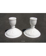 Pair of 2 Imperial Glass Co. Milk Glass Candlestick Holders IG Embossed ... - £9.44 GBP