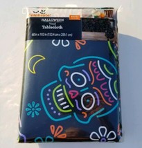 Neon Sugar Skulls Vinyl Tablecloth 60 x 102 Halloween Boo Mardi Gras Day of Dead - $22.99