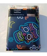 Neon Sugar Skulls Vinyl Tablecloth 60 x 102 Halloween Boo Mardi Gras Day... - $31.44 CAD