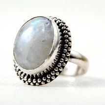 925 Sterling Silver Rainbow Moonstone Handmade Ring SZ H to Y Festive Gift R1059 - £25.23 GBP