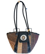 Ethnic Kiondo Tote Shoulder Bag Brown &amp; Black Wicker w/ Lion Purse Pocke... - $28.01