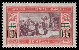 1922 French Occidental Senegal Stamp - Surcharge Overprint 04/15c 1039 - £1.17 GBP