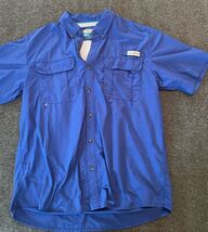 Magellan Men&#39;s Fish Gear Shirt Blue Large Relaxed Fit Button Down Short ... - $22.01 CAD