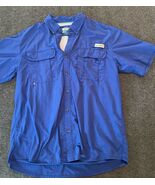 Magellan Men&#39;s Fish Gear Shirt Blue Large Relaxed Fit Button Down Short ... - $22.01 CAD