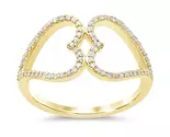 .19ct G SI 14K Yellow Gold Diamond Two Hearts Style Ring Band Size 6.5 - $1,000.00
