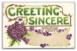 Large Letter Floral Greetings Sincere Violet Flowers  Embossed DB Postcard K17 - £3.13 GBP
