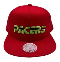 NWT Mitchell &amp; Ness Indiana Pacers NBA Reverse Grinch Snapback Hat Cap Red - £20.58 GBP
