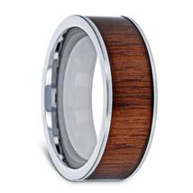 BOKKEN Flat Tungsten Black Walnut Wood Wedding Band &amp; Polished Edge - 6mm - 10mm - £213.47 GBP