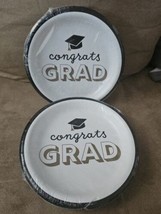 Congrats Grad White Graduation Lunch Dinner Paper Plates 2 Sets - 40 Pcs New - £7.08 GBP