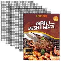 Bbq Mesh Grill Mat Set Of 5 - Heavy Duty Nonstick Mesh Grilling Mats &amp; B... - £22.19 GBP