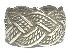 Vintage Braided Rope Band Sterling Silver Ring BoHo Thumb Size 6.25 Southwest - £43.14 GBP