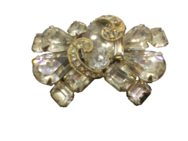 Vintage EISENBURG Crystal Rhinestones High End Designer Brooch Set In Gold Tone - £43.36 GBP