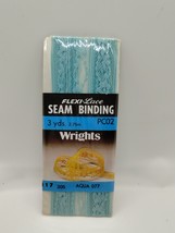 Wrights Seam Binding Flexi-Lace 3 Yds 117 305 Aqua 77 - Sewing Vintage 1986 - $4.21