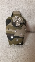 Leather Cell Phone Holder Belt Clip Camouflage Cross Concho Studs 4.5&quot;x2.5&quot; - $14.85