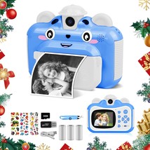 Instant Print Digital Camera For Kids, Toddler Camera, 20Mp Selfie Video, Blue - $64.99