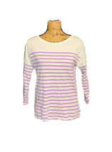 J Crew Women&#39;s Shirt Small White Striped 3/4 Sleeve - $15.00