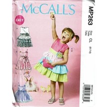McCalls Sewing Pattern MP263 6496 Dress Belt Bag Girls Size 6-8 - £7.20 GBP