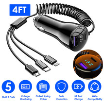 125W 5 in 1 Fast Charge QC USB Type C 5 Port Car Cigarette Lighter W/ 4FT Cable - £23.97 GBP