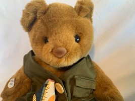 Build a Bear Plush Teddy Bear Toy 12&quot; Stuffed Animal Green Vest W/ Fish ... - £25.77 GBP