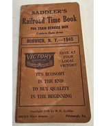 Saddler&#39;s Railroad Time Book for Train Service Men Norwich NY 1945 Damag... - $205.77 MXN