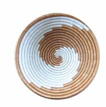 Fair Trade Rwanda African Sisal Bowl Tan &amp; white Swirl 12&quot; x 3&quot; - £34.19 GBP