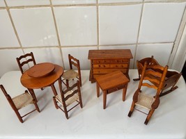 Lot of Vintage Wood Doll House Furniture 9 pieces total - $24.74