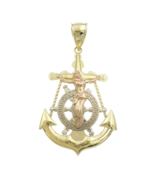 10k Gold Jesus Crucifix Anchor Pendant Charm Mariner Cross 2&quot; - £286.21 GBP