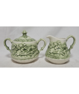 H Eary,  ceramic,  creamer and sugar bowl w/lid, Witches Pursuit of Tam ... - $741.18 MXN