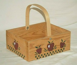  Wood Table Caddy Condiment Cutlery Napkin Sauce Bottle Utensil Holder Red Apple - £19.77 GBP