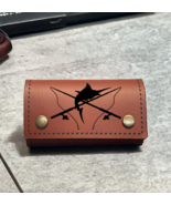 Custom-Personal Leather Fly Fishing Wallet Real skin With 10 Black Wooll... - €29,94 EUR