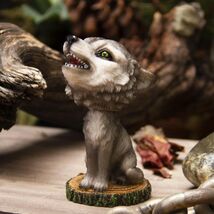 Cries of The Night Howling Gray Wolf With Green Eyes Bobblehead Figurine... - $17.99