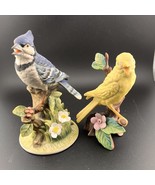 VTG 6.5&quot; Angeline Orig  BLUE JAY Handpainted Porcelain w/ Canary Fig  Japan - $28.05